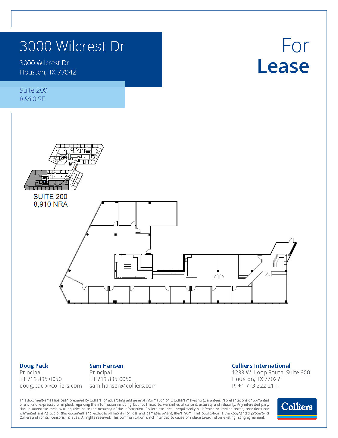 3000 Wilcrest Dr, Houston, TX à louer Plan d’étage– Image 1 sur 2