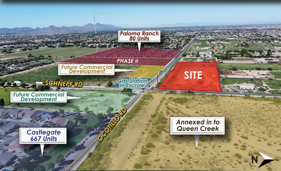 NWC Ocotillo Rd & Schnepf Rd, San Tan Valley, AZ à vendre - Aérien – Image 1 sur 1