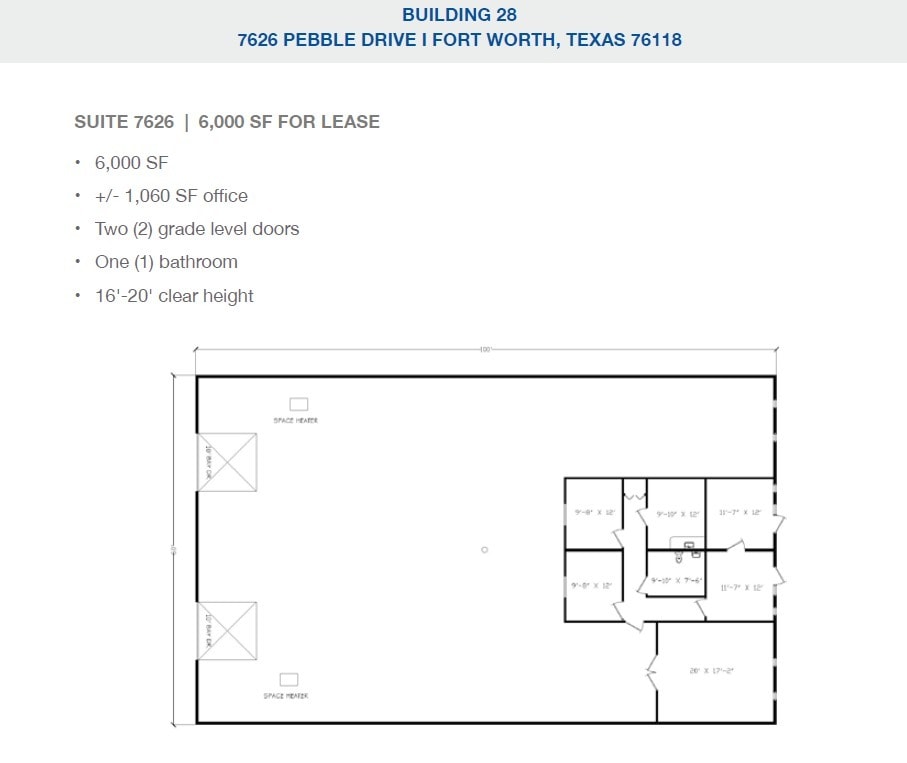 2501-2519 Gravel Dr, Fort Worth, TX à louer Plan d’étage– Image 1 sur 1
