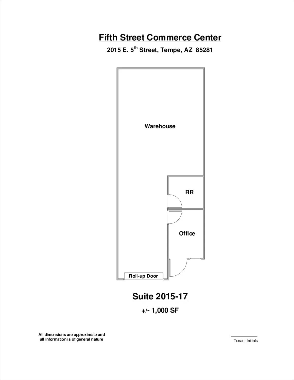 2009 E 5th St, Tempe, AZ à louer Plan d’étage– Image 1 sur 1