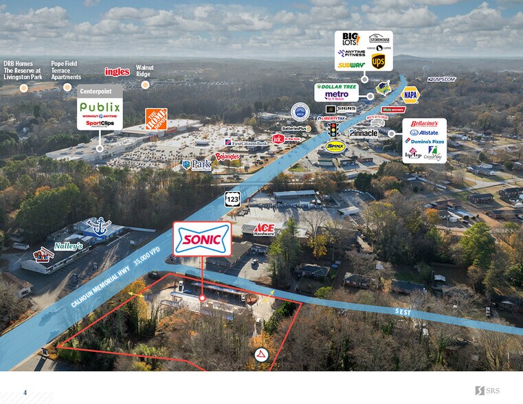 6398 Calhoun Memorial Hwy, Easley, SC à vendre - Aérien – Image 3 sur 8
