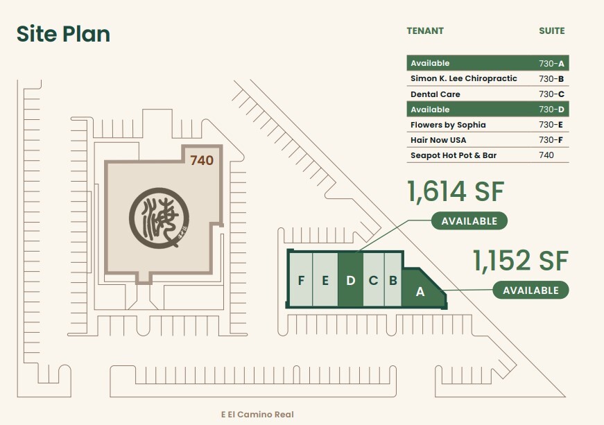 730 E El Camino Real, Sunnyvale, CA à louer Plan de site– Image 1 sur 1