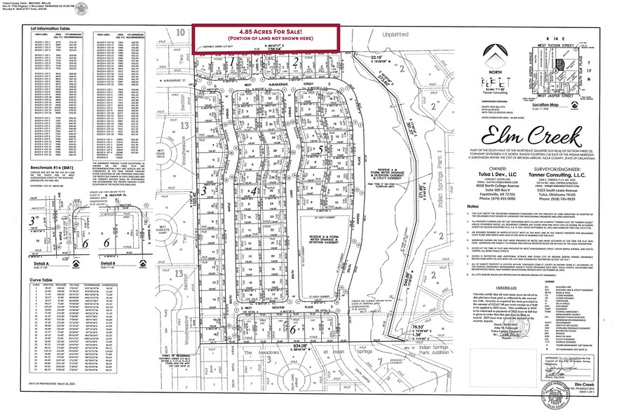 S 121st Street West of Elm, Broken Arrow, OK à vendre - Plan cadastral – Image 3 sur 4
