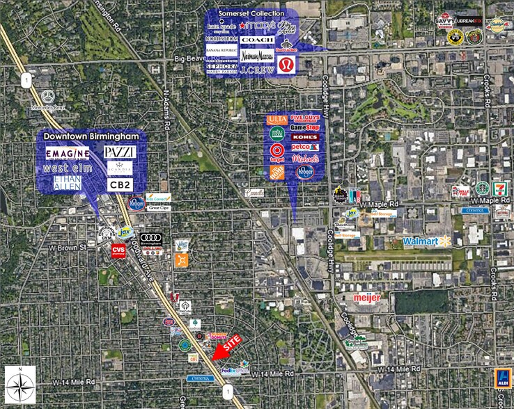33202-33278 Woodward Ave, Birmingham, MI à louer - Aérien – Image 3 sur 8