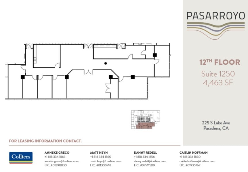 225 S Lake Ave, Pasadena, CA à louer Plan d’étage– Image 1 sur 1