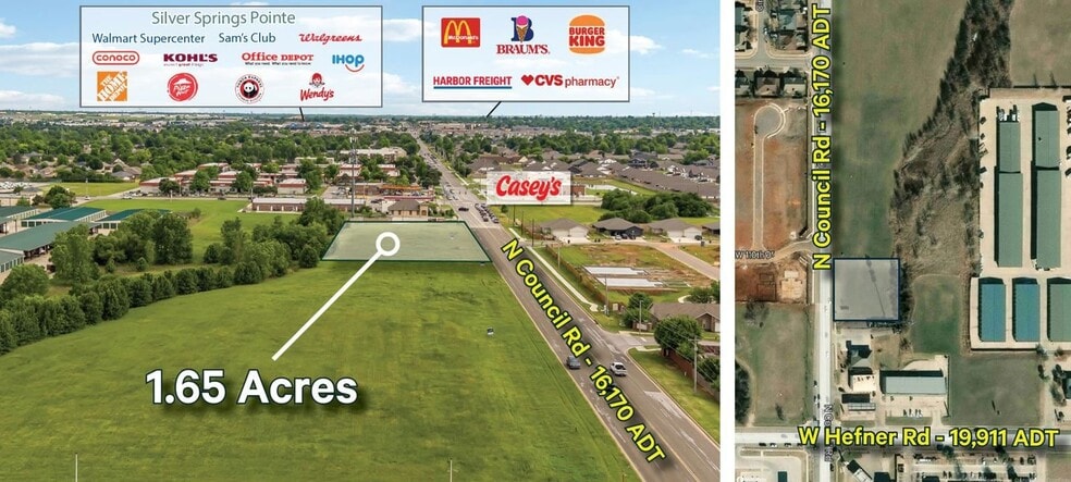 NE/C of W Hefner Rd & N Council Rd, Oklahoma City, OK à vendre - Aérien – Image 2 sur 3