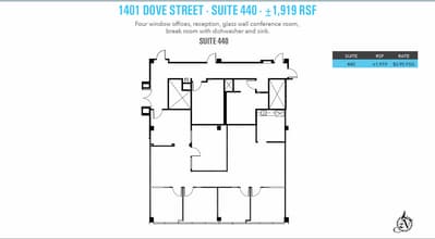 1401 Dove St, Newport Beach, CA à louer Plan d’étage– Image 1 sur 1