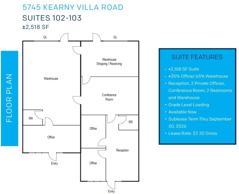 5745 Kearny Villa Rd, San Diego, CA à louer Plan d’étage– Image 1 sur 1