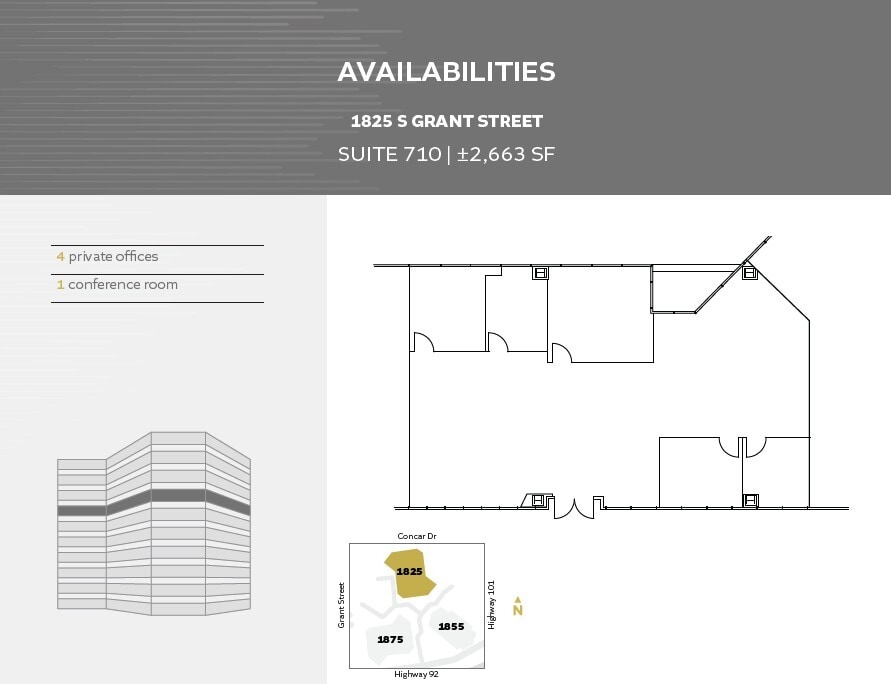 1825 S Grant St, San Mateo, CA à louer Plan d’étage– Image 1 sur 1