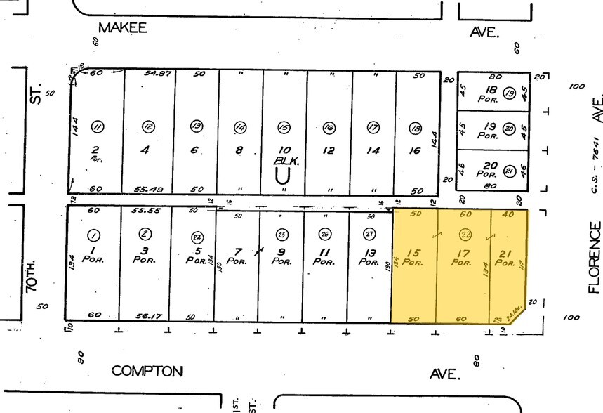 1511 E Florence Ave, Los Angeles, CA à louer - Plan cadastral – Image 2 sur 4