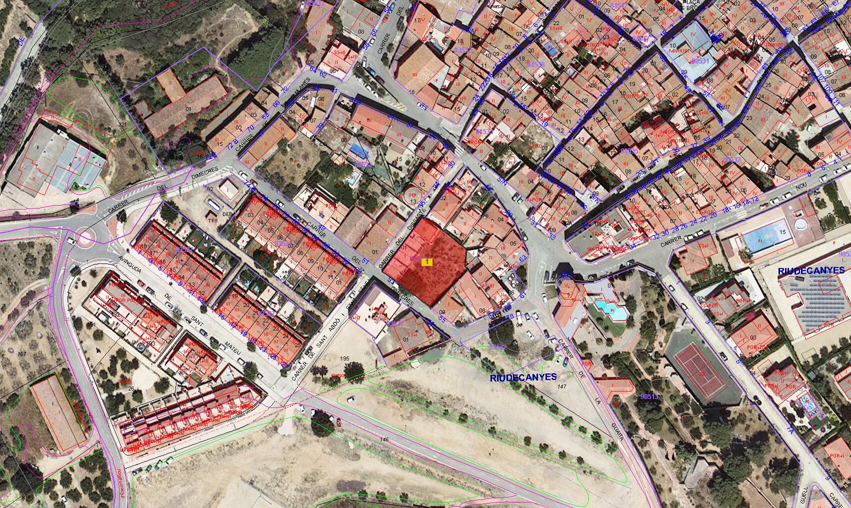 Terrain dans Riudecanyes, Tarragona à vendre Plan cadastral– Image 1 sur 3