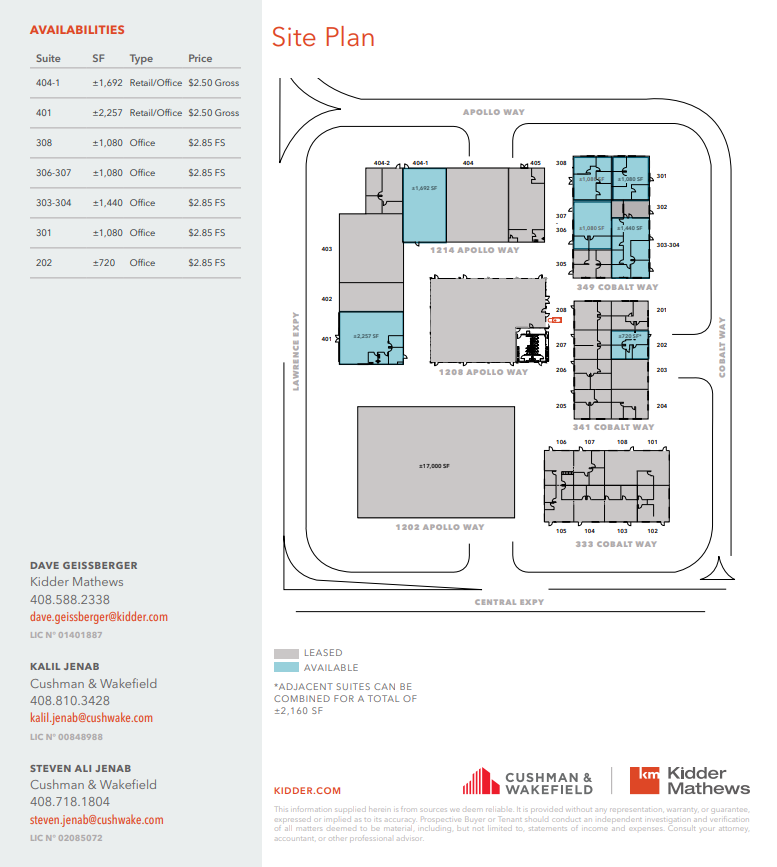 333-349 Cobalt Way, Sunnyvale, CA à louer Plan d’étage– Image 1 sur 1