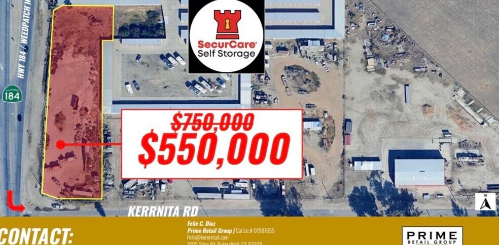 NEC Hwy 184 @ Kerrnita Rd, Bakersfield, CA à vendre - Aérien – Image 1 sur 5
