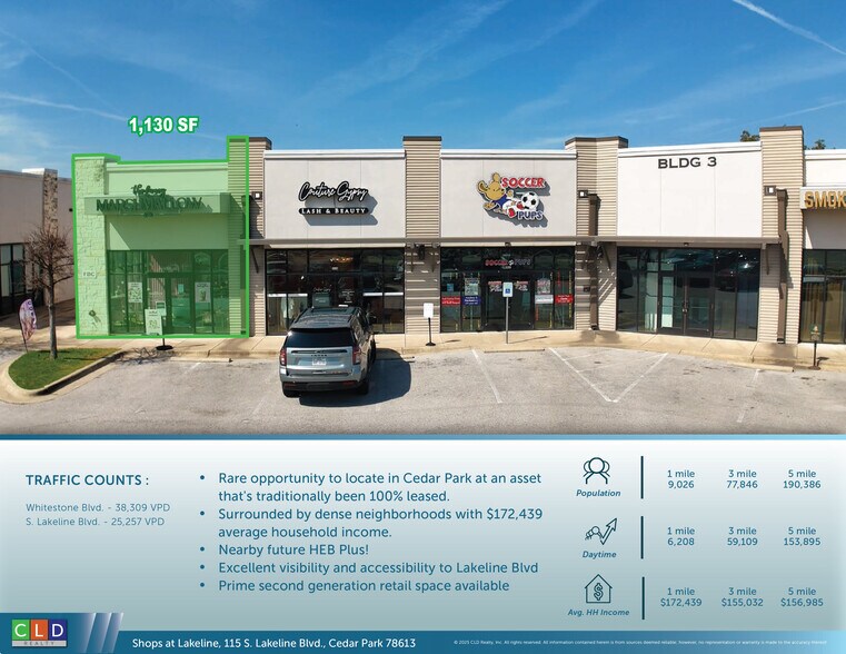 115 S Lakeline Blvd, Cedar Park, TX à louer - Photo de l’immeuble – Image 2 sur 5