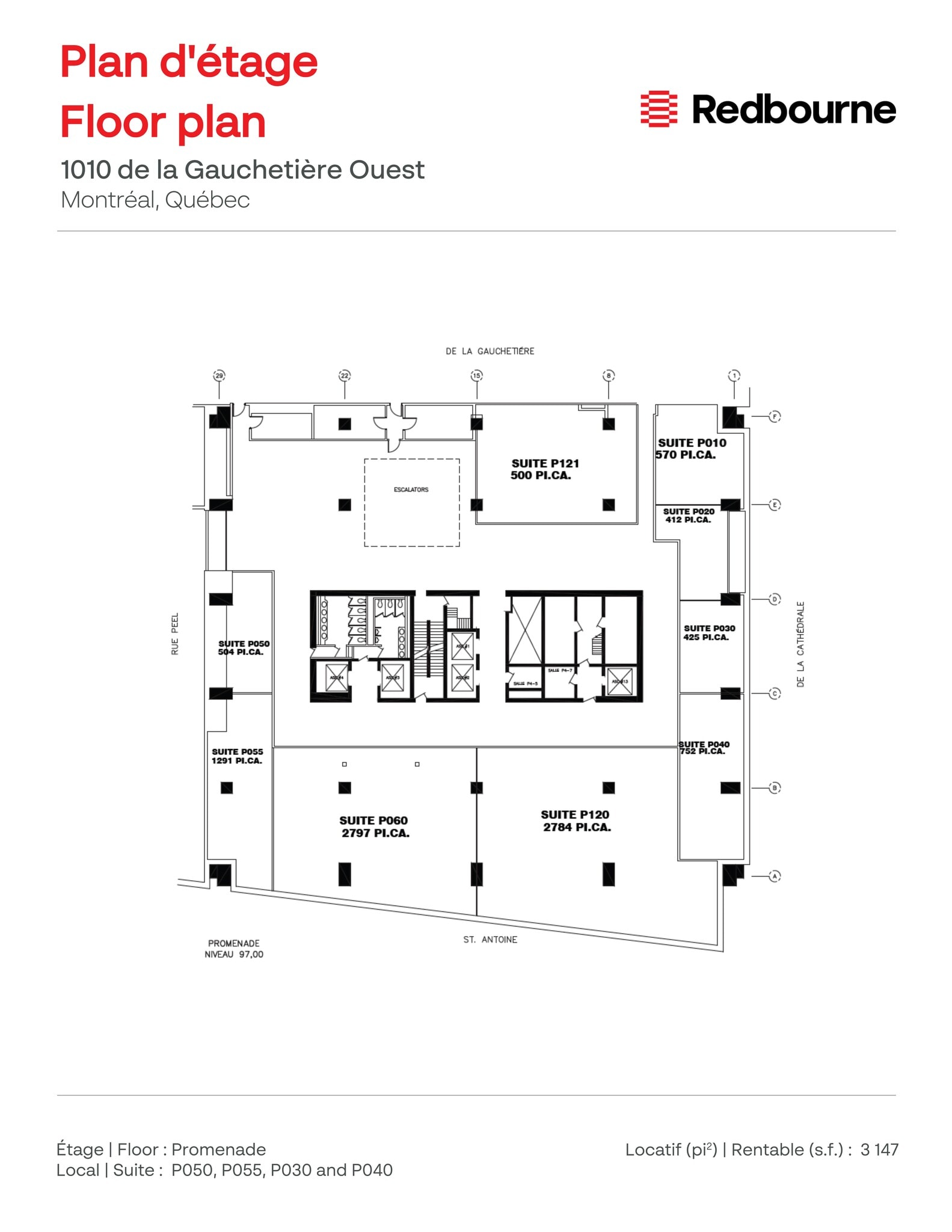 1010 Rue De La Gauchetière O, Montréal, QC à louer Plan d’étage– Image 1 sur 1