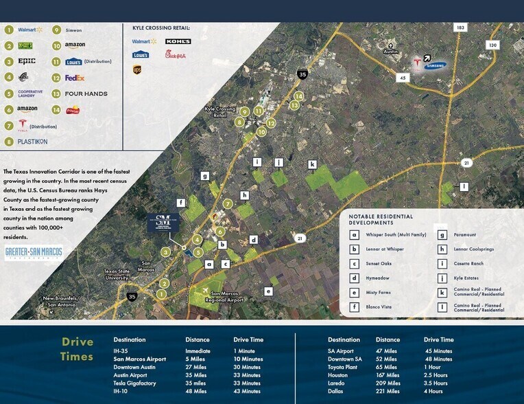 Connection Blvd, San Marcos, TX à vendre - Aérien – Image 3 sur 3