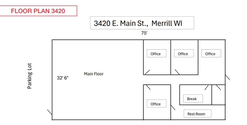 3416-3438 E Main St, Merrill, WI à louer Plan d’étage– Image 1 sur 5