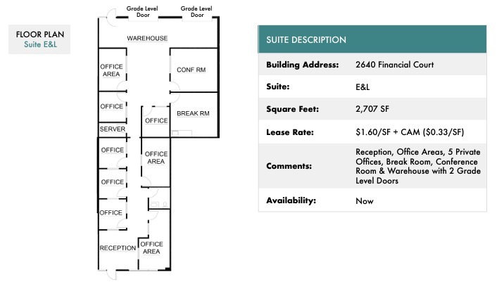 2620 Financial Ct, San Diego, CA à louer Plan d’étage– Image 1 sur 1