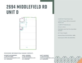 2682 Middlefield Rd, Redwood City, CA à louer Plan d’étage– Image 1 sur 1