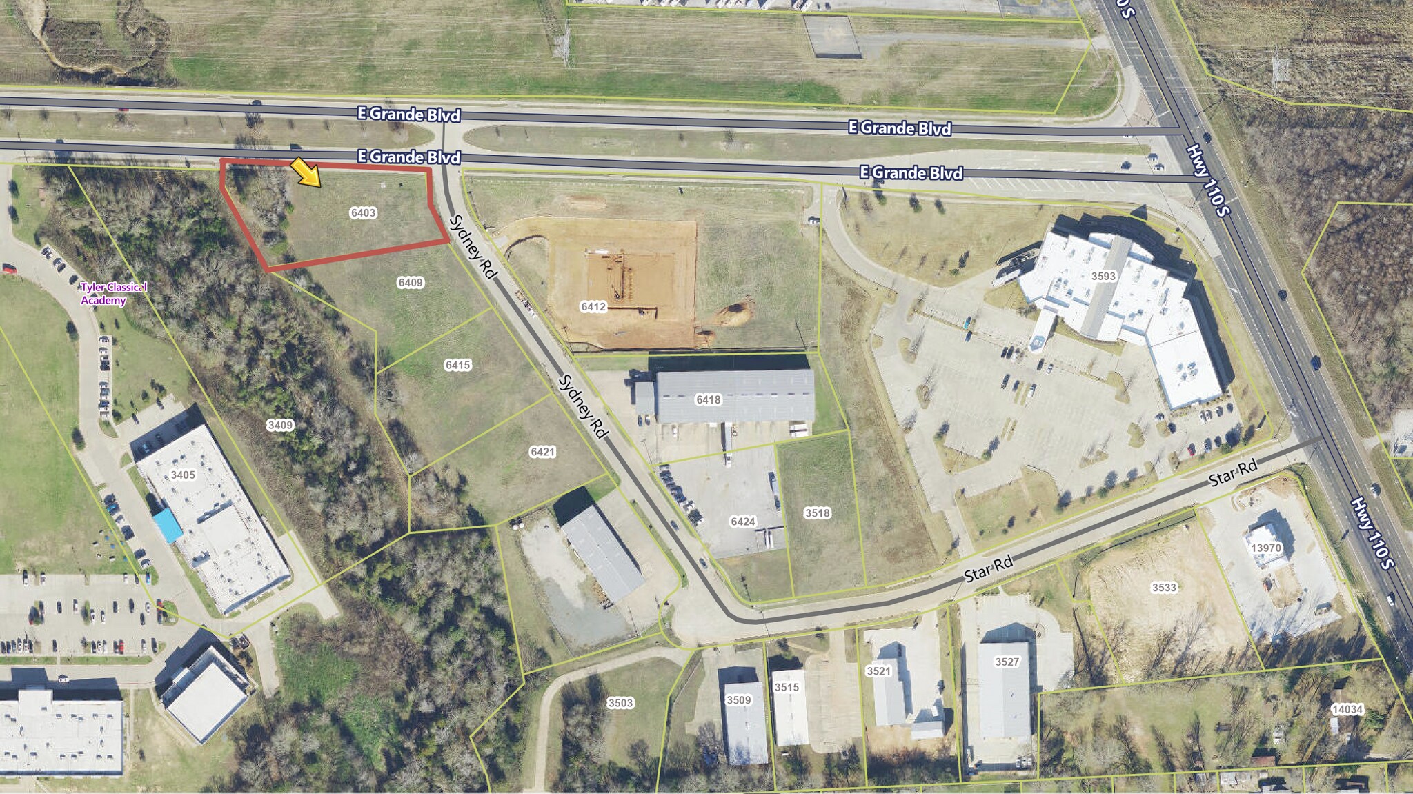 6403 Sydney Rd, Tyler, TX à vendre Aérien– Image 1 sur 4