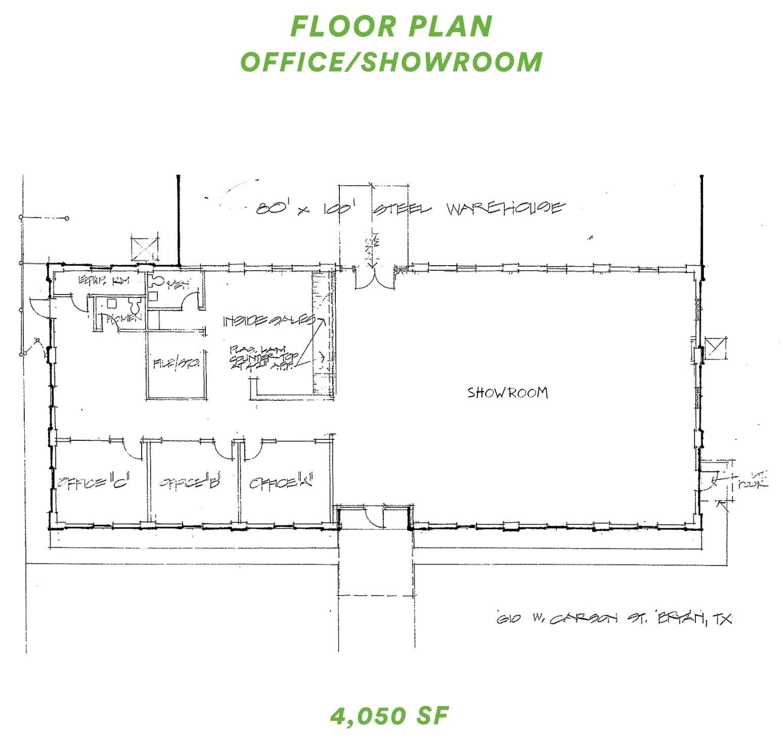 610 W Carson St, Bryan, TX à louer Plan d’étage– Image 1 sur 1