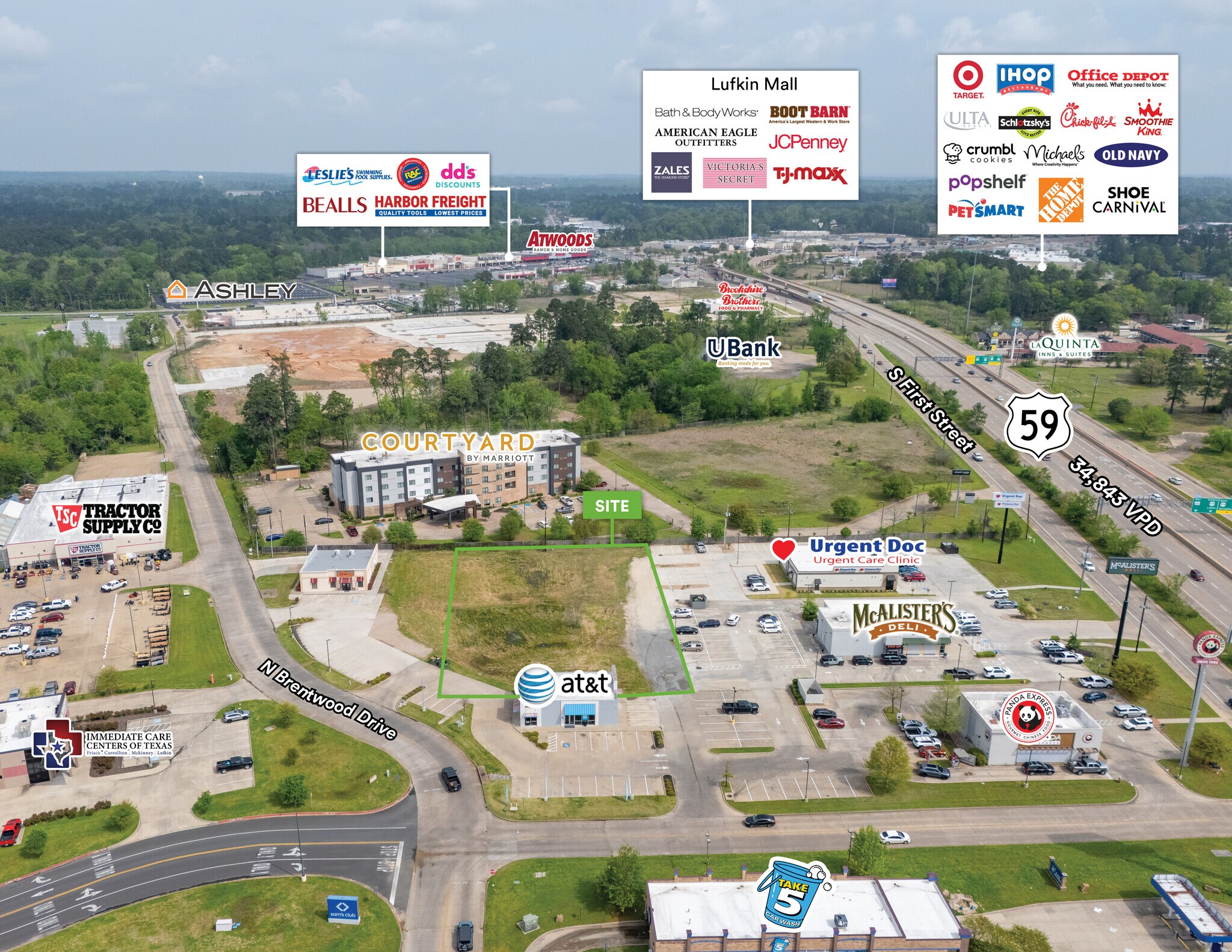 510 & 514 N Brentwood Drive, Lufkin, TX à vendre Aérien– Image 1 sur 6