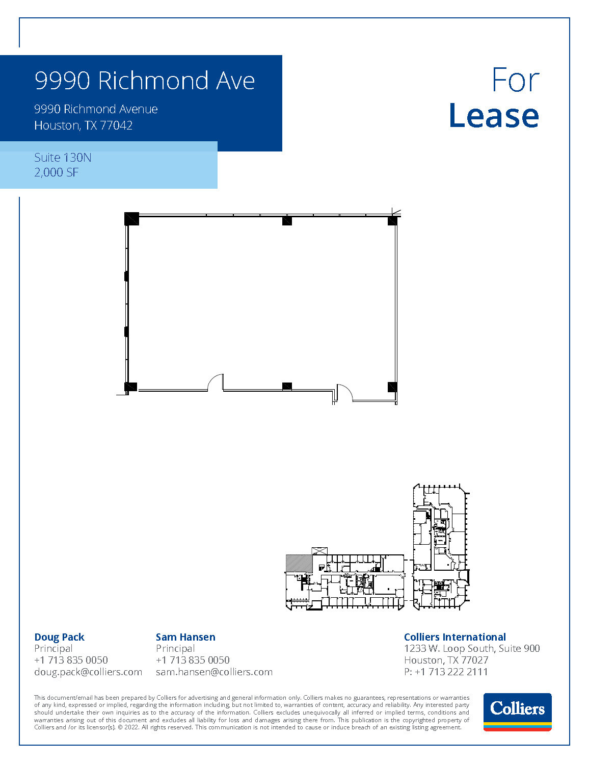 9990 Richmond Ave, Houston, TX à louer Plan d’étage– Image 1 sur 1