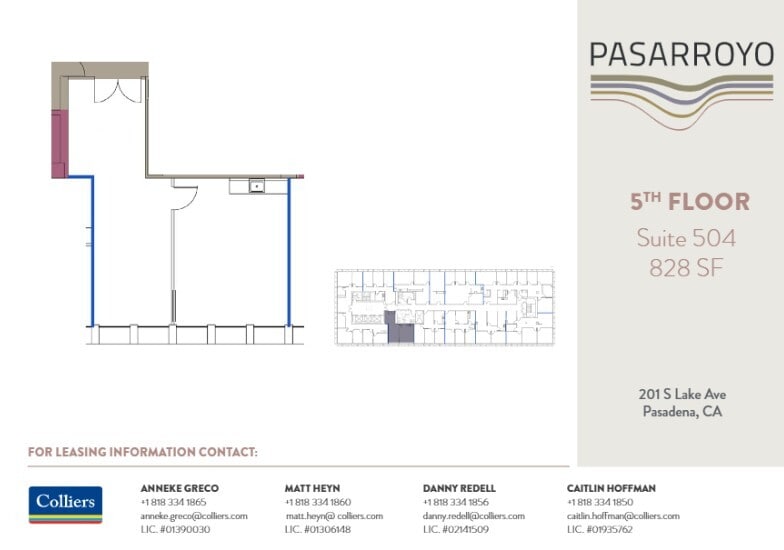225 S Lake Ave, Pasadena, CA à louer Plan d’étage– Image 1 sur 1