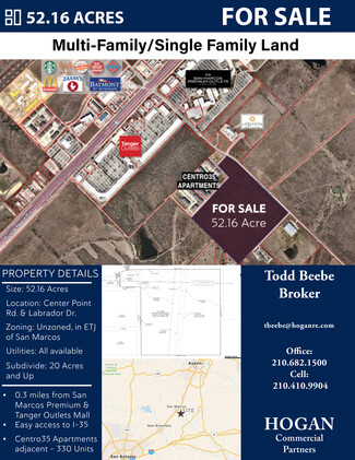 Plus de détails pour 0 Center Point Rd, San Marcos, TX - Terrain à vendre