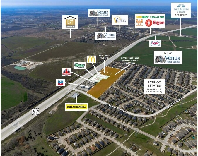 442 E Highway 67, Venus, TX à vendre - Aérien – Image 2 sur 3