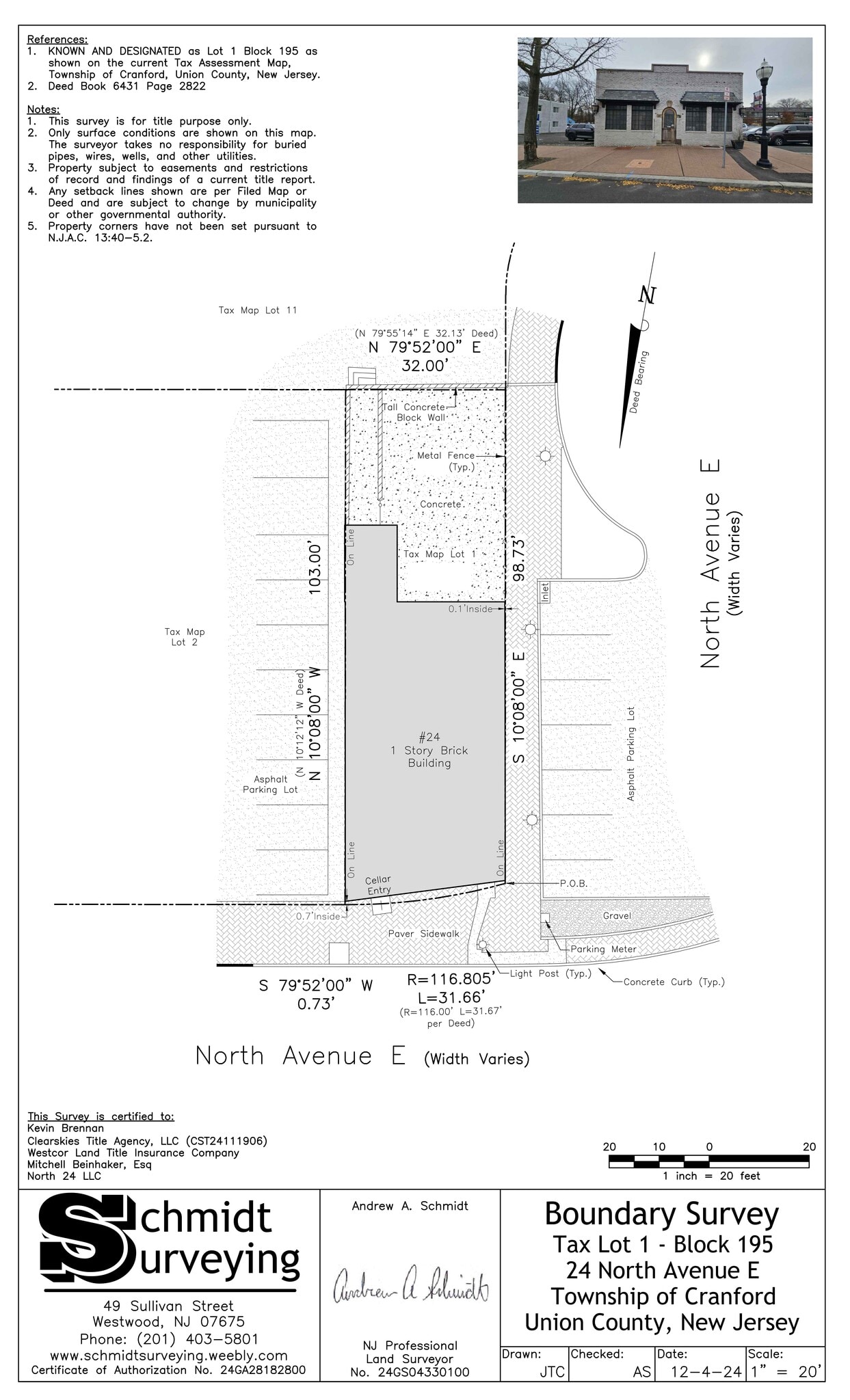 24 North Ave E, Cranford, NJ à louer Plan de site– Image 1 sur 1