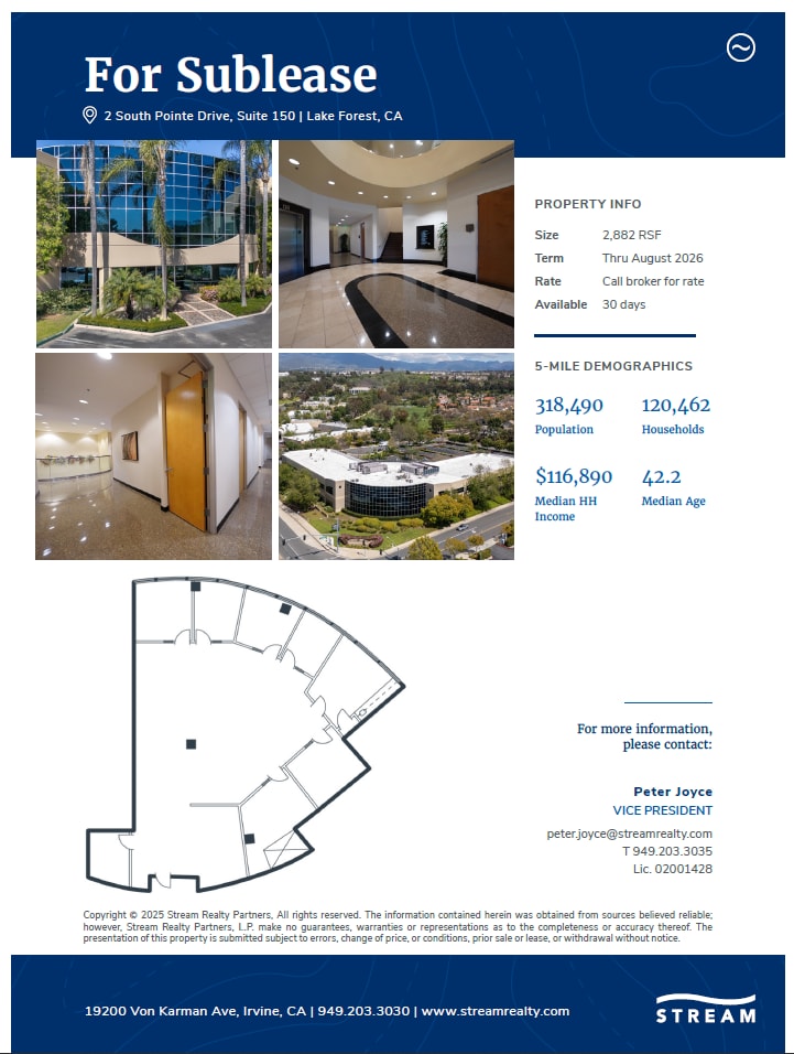 2 South Pointe Dr, Lake Forest, CA à louer Plan d’étage– Image 1 sur 1
