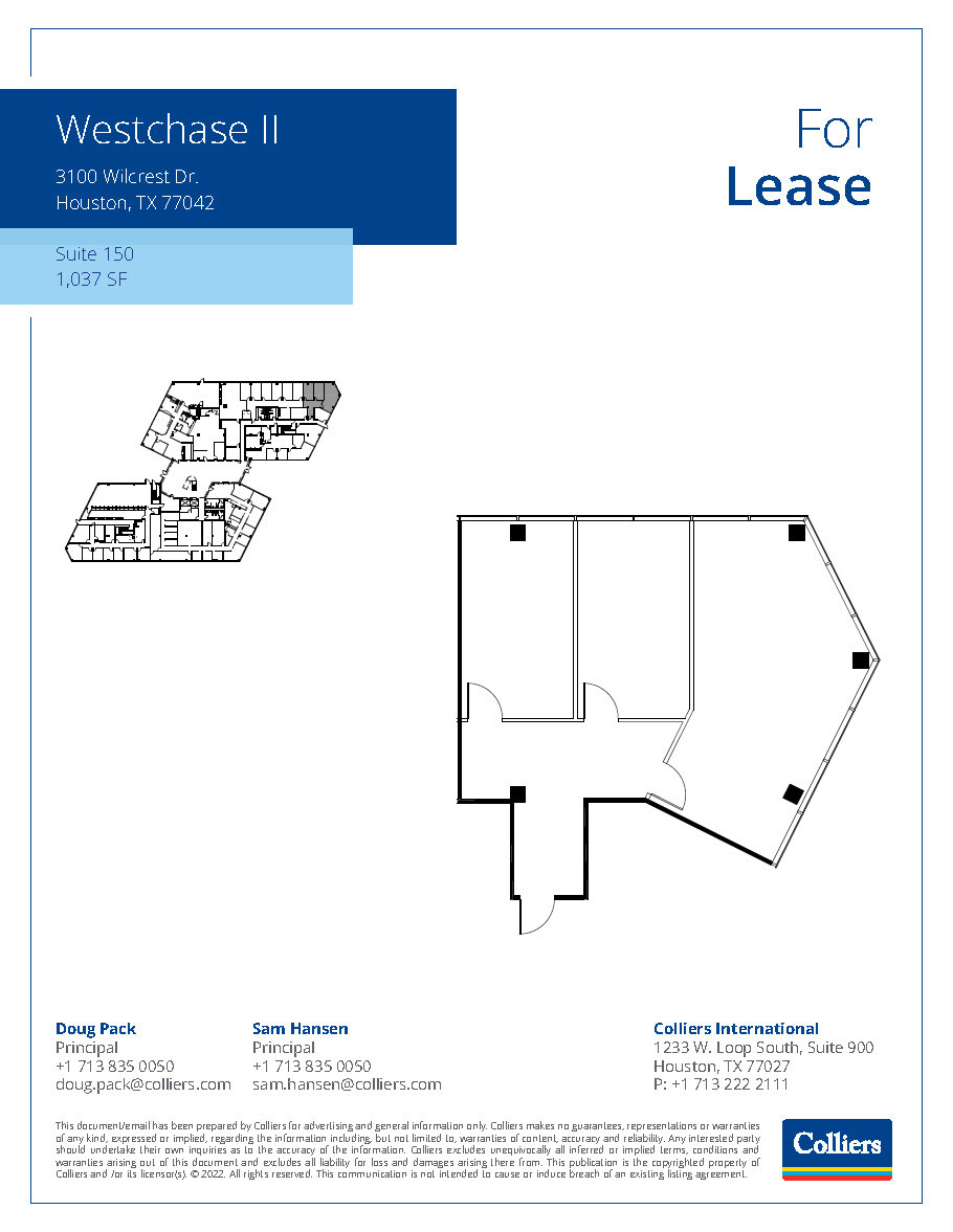 3000 Wilcrest Dr, Houston, TX à louer Plan d’étage– Image 1 sur 2