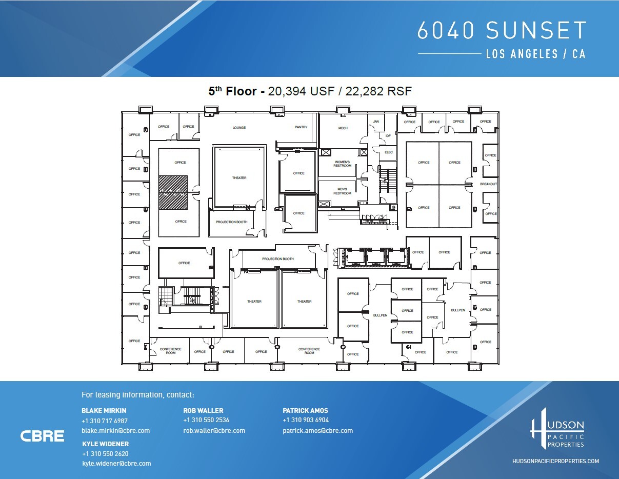 6040 W Sunset Blvd, Los Angeles, CA à louer Plan d’étage– Image 1 sur 2