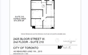 2425 Bloor St W, Toronto, ON à louer Plan d’étage– Image 1 sur 1