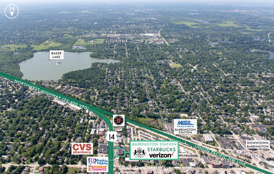 114-120 S Northwest Hwy, Barrington, IL à vendre - Aérien – Image 3 sur 12