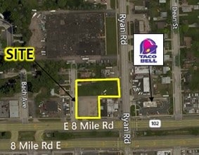 4001-4061 E 8 Mile Rd, Warren, MI - Vue aérienne vue de carte