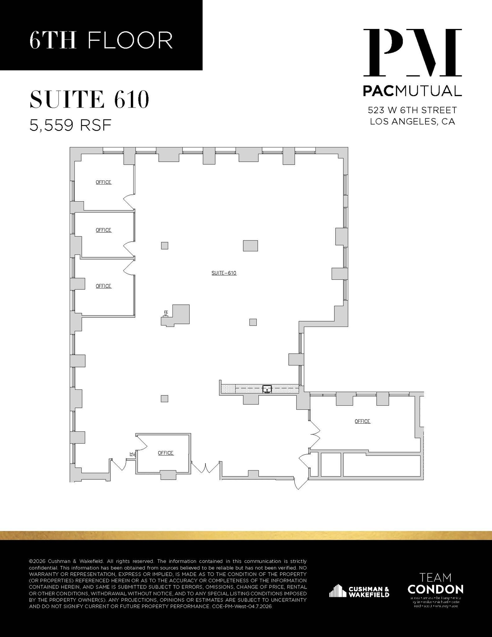 523 W 6th St, Los Angeles, CA à louer Plan d’étage– Image 1 sur 5