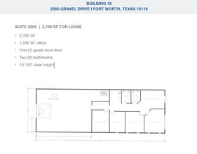 2501-2519 Gravel Dr, Fort Worth, TX à louer Plan d’étage– Image 1 sur 1