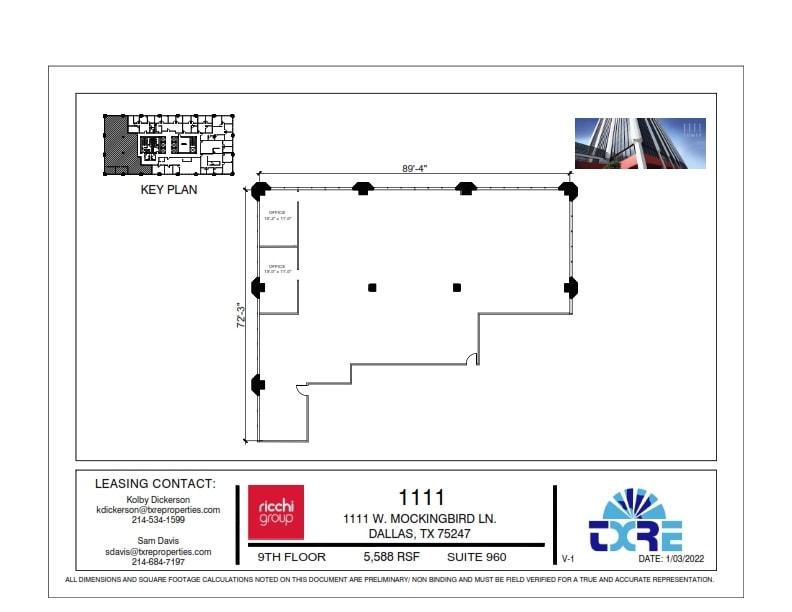 1111 W Mockingbird Ln, Dallas, TX à louer Plan d’étage– Image 1 sur 1