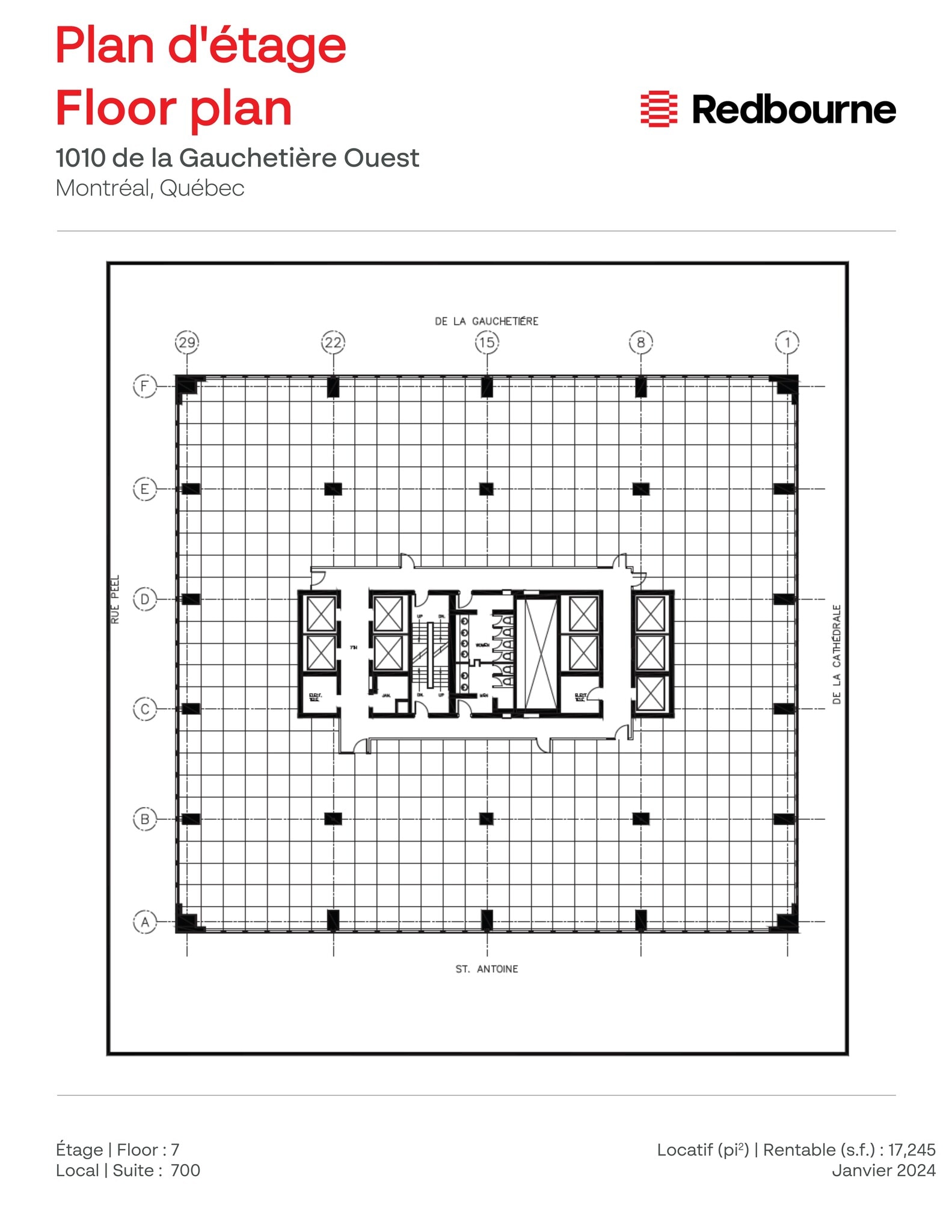 1010 Rue De La Gauchetière O, Montréal, QC à louer Plan d’étage– Image 1 sur 1