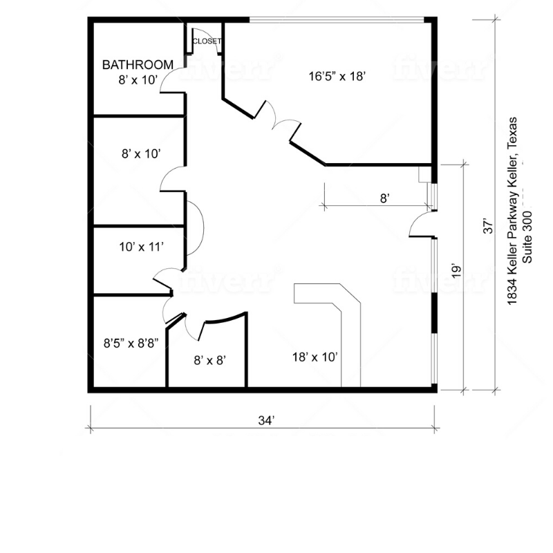 1834-1836 Keller Pky, Keller, TX à louer Plan d’étage– Image 1 sur 1