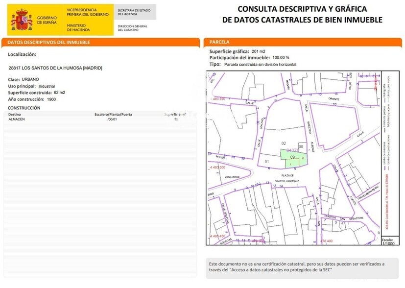 Plaza Santos Juarranz, 5, Los Santos de la Humosa, Madrid à vendre - Plan de site – Image 3 sur 4