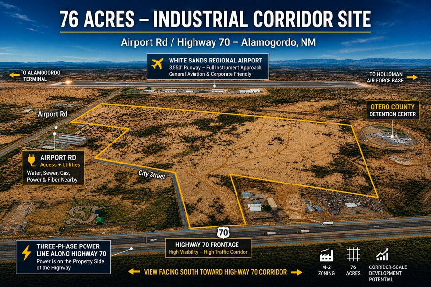 Hwy 70 Frontage w/dual access on Airport Rd, Alamogordo, NM à vendre - Photo de l’immeuble – Image 1 sur 14
