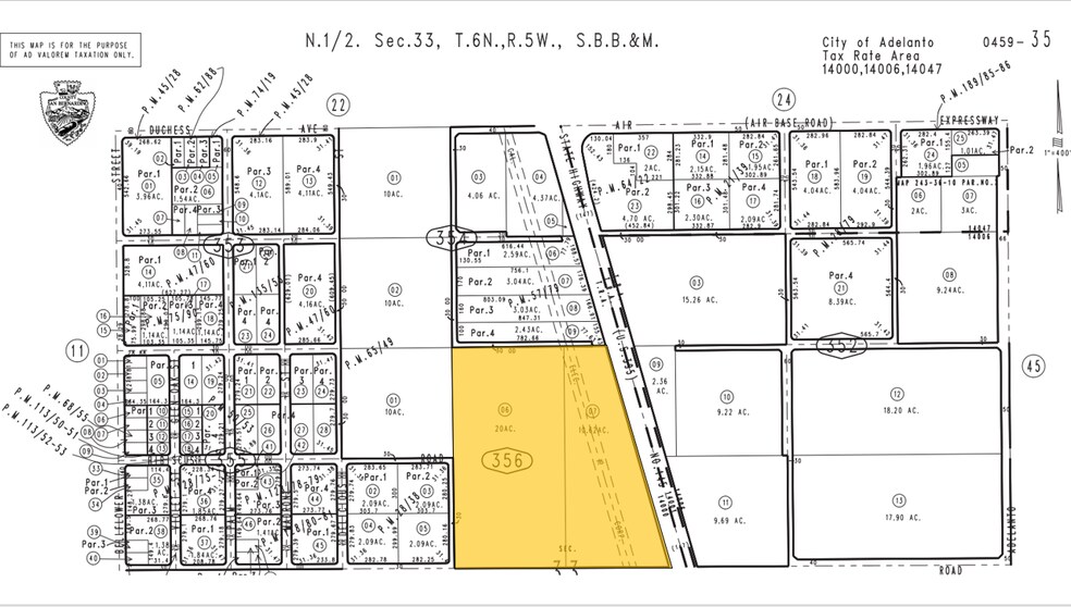 Highway 395 & Yucca Rd, Adelanto, CA à vendre - Plan cadastral – Image 2 sur 2