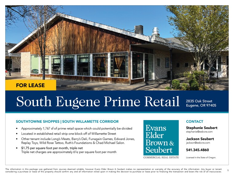 2835 Oak St, Eugene, OR à louer - Photo de l’immeuble – Image 2 sur 4