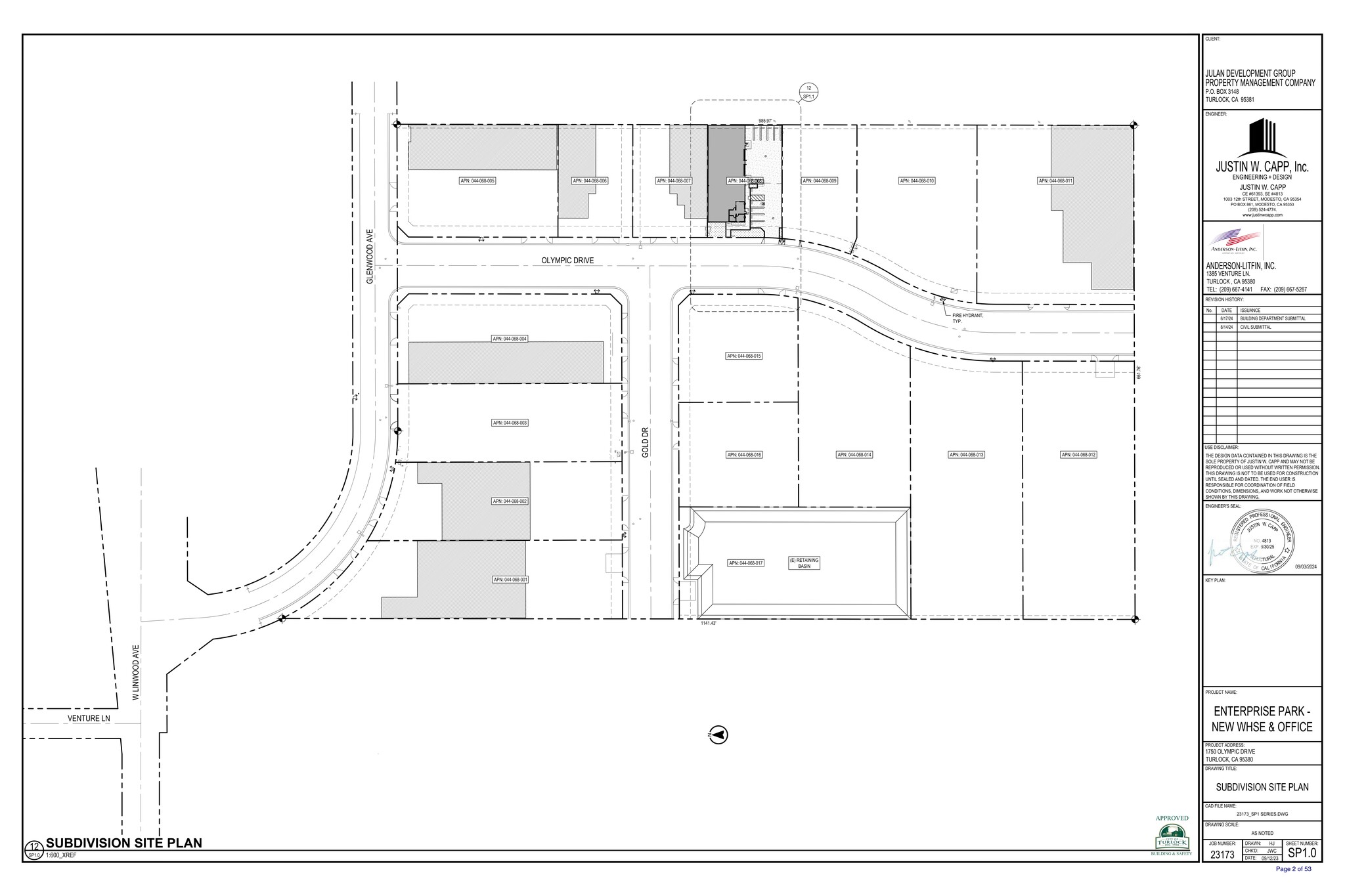 1750 Olympic Dr, Turlock, CA à louer Plan de site– Image 1 sur 1