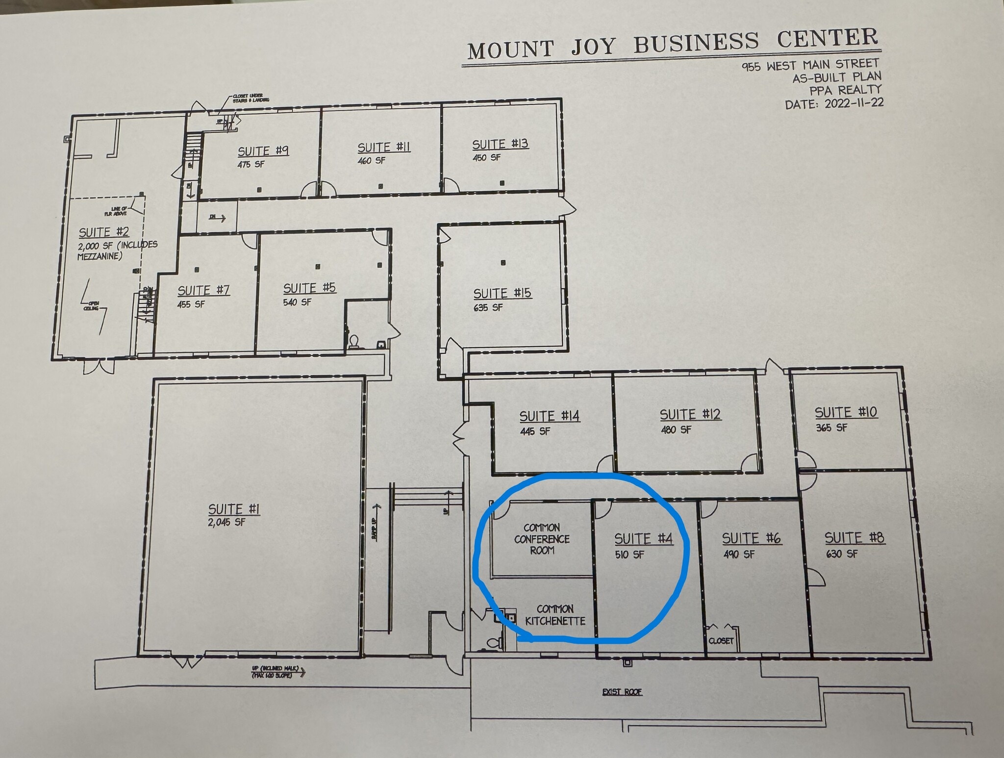 955 W Main St, Mount Joy, PA à louer Plan d’étage– Image 1 sur 1