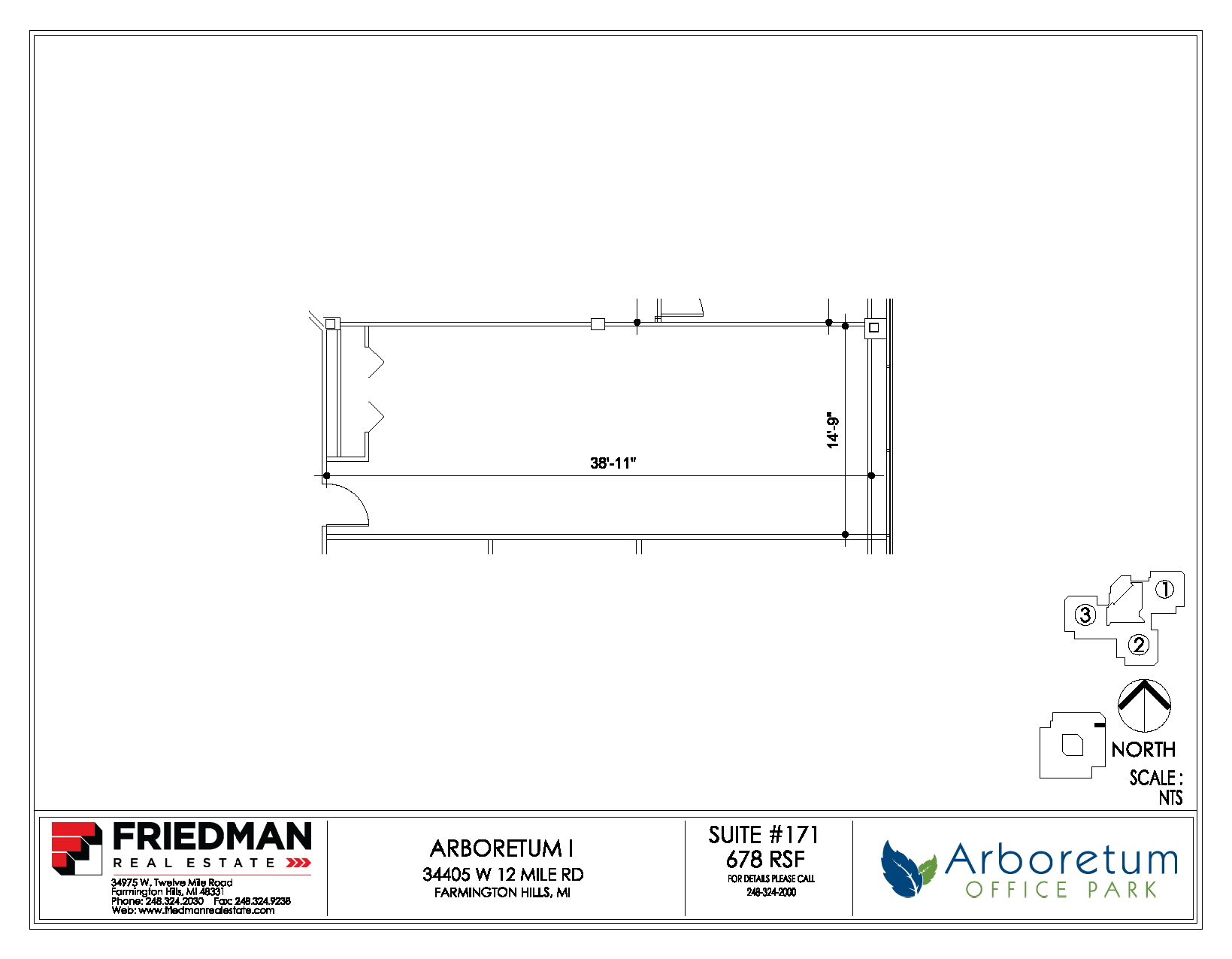 34505 W 12 Mile Rd, Farmington Hills, MI à louer Plan d’étage– Image 1 sur 2