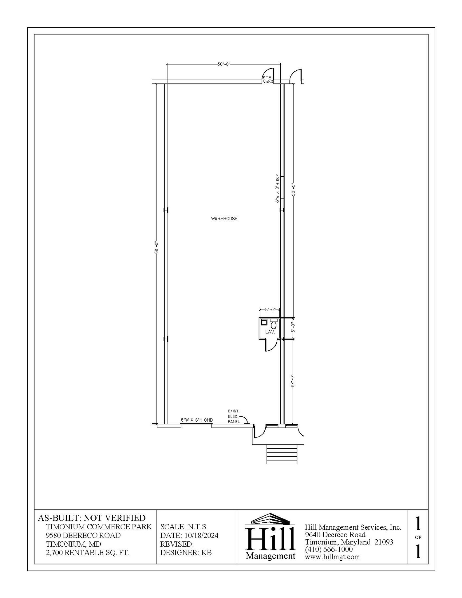 9554-9596 Deereco Rd, Timonium, MD à louer Plan d’étage– Image 1 sur 1